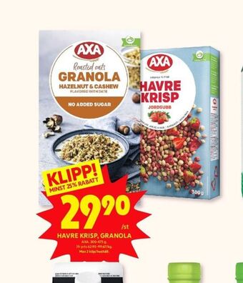 ICA Kvantum Axa granola erbjuda