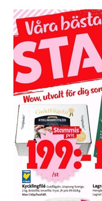 ICA Supermarket Guldfågeln kycklingbröstfilé erbjuda