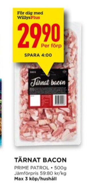 Willys Prime patrol bacontärningar erbjuda