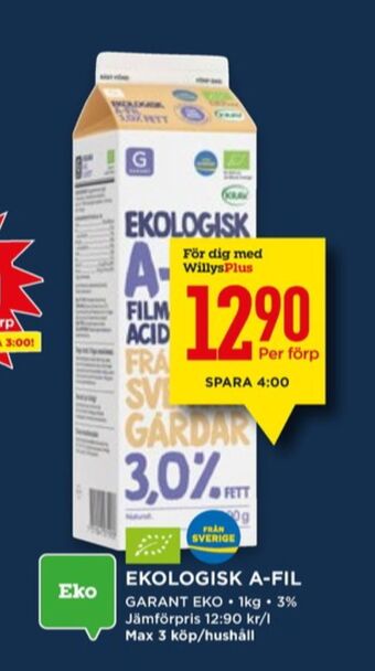 Willys Garant filmjölk erbjuda