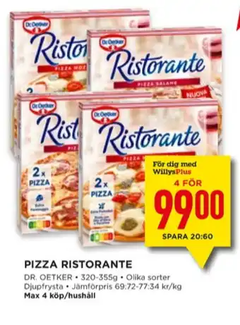 Willys Ristorante pizza erbjuda