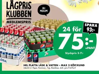 ÖoB Hel Platta Läsk & Vatten - Max 3 Köp/Kund 24x33 cl erbjuda