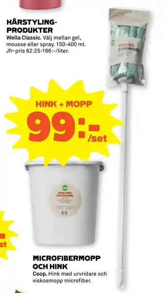 Stora Coop Microfibermopp och hink erbjuda