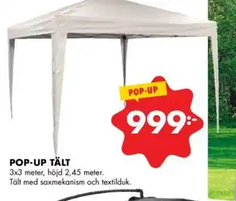 ÖoB Pop-Up Tält 3x3 meter, Höjd 2,45 meter erbjuda