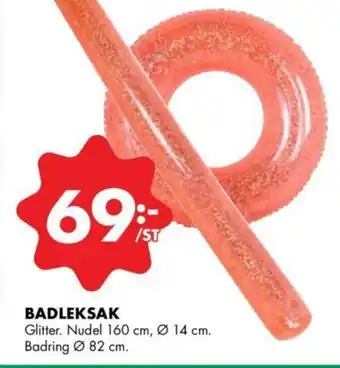 Badleksak Glitter. Nudel 160 cm, Ø 14 cm Badring Ø 82 cm