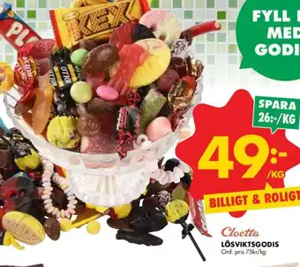 ÖoB Cloetta Lösviktsgodis ord. pris 75kr/kg erbjuda