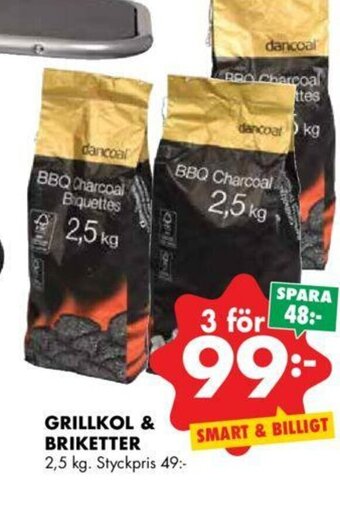 ÖoB Grillkol & Briketter 2,5 kg erbjuda