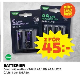 Coop Batterier erbjuda