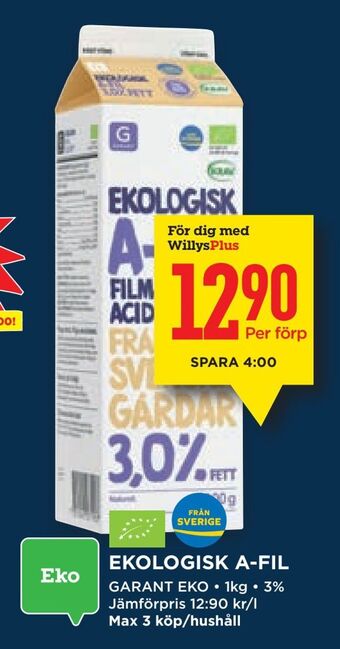 Willys Ekologisk a-fil erbjuda