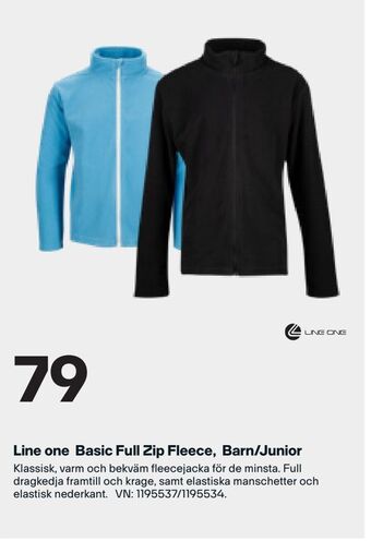 XXL Line one basic full zip fleece, barn/junior erbjuda
