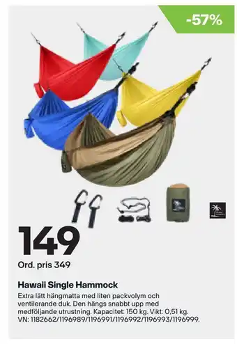 XXL Hawaii single hammock erbjuda