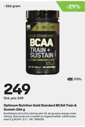 Optimum nutrition gold standard bcaa train & sustain 266 g