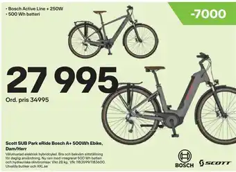 XXL Scott sub park eride bosch a+ 500wh ebike, dam/herr erbjuda