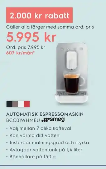 Electrolux Home Automatisk espressomaskin bcc01whmeu erbjuda