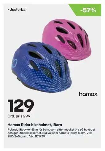 XXL Hamax rider bikehelmet, barn erbjuda