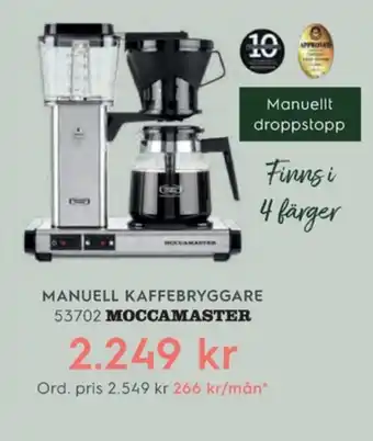 Electrolux Home Moccamaster kaffebryggare erbjuda