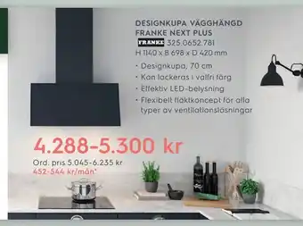 Designkupa vägghängd franke next plus