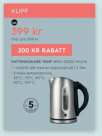Electrolux Home Vattenkokare temp erbjuda