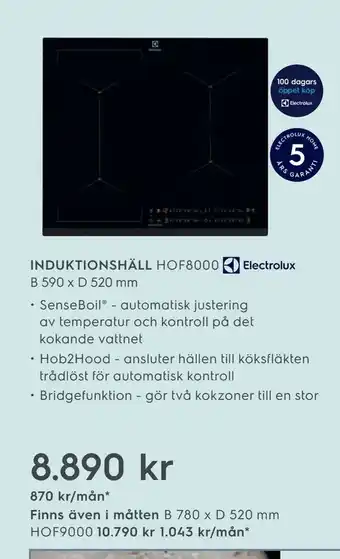 Electrolux Home Induktionshäll hof8000 b 590 x d 520 mm erbjuda
