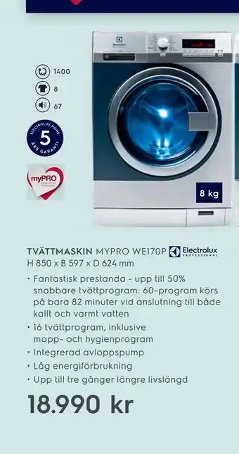 Electrolux Home Tvättmaskin mypro we170p erbjuda