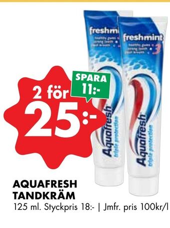 ÖoB Aquafresh tandkräm erbjuda