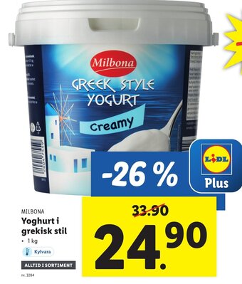 Lidl Milbona Yoghurt i grekisk stil erbjuda