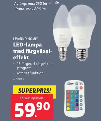 Lidl Livarno Home LED-lampa med färgväxel-effekt erbjuda