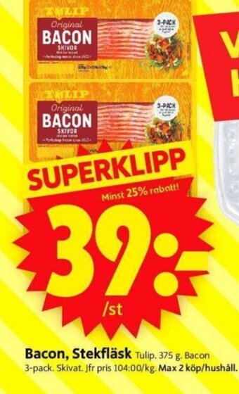 ICA Supermarket Bacon, Stekfläsk erbjuda