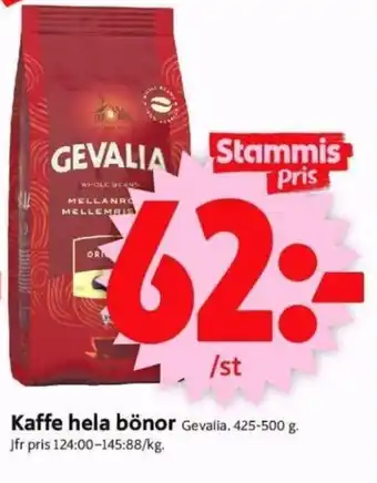 ICA Supermarket Gevalia Kaffe hela Bönor erbjuda