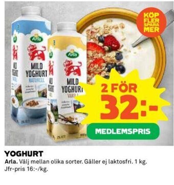 Coop Arla Yoghurt erbjuda