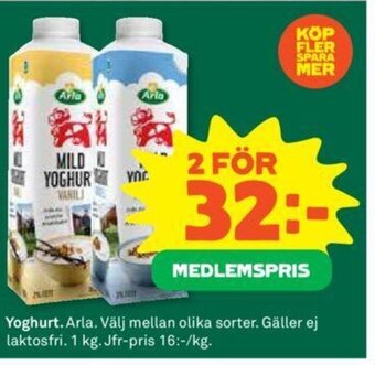 Coop Arla Yoghurt erbjuda