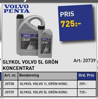 Glykol volvo 5l grön koncentrat