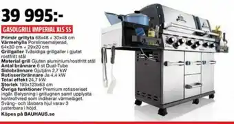 Bauhaus Gasolgrill Imperial XLS SS erbjuda
