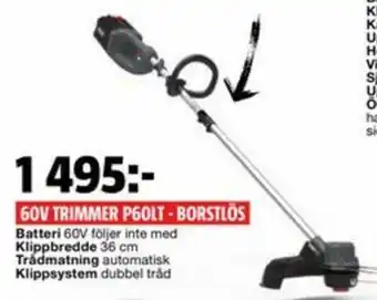 60V Trimmer P60LT Borstlös