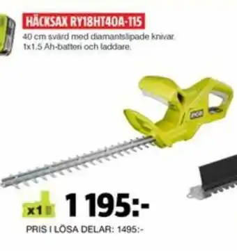 Bauhaus Ryobi Häcksax RY18HT40A-115 erbjuda