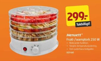 Jula Frukt-/Svamptork 250w erbjuda