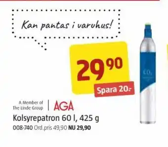 Jula Kolsyrepatron 60 l, 425g erbjuda