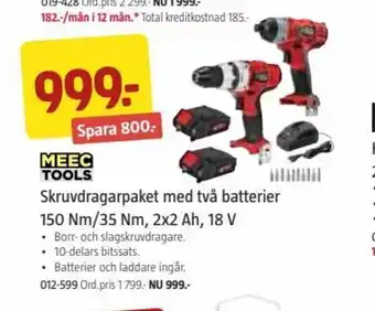 Jula Skruvdragarpaket med två Batterier 150 xnm/35 Nm, 2x2 Ah, 18V erbjuda