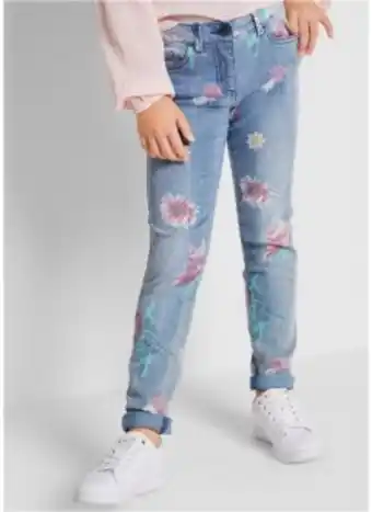 Bonprix Stuprörsjeans med blommönster, för flickor erbjuda