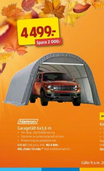 Jula Hamron garagetält erbjuda