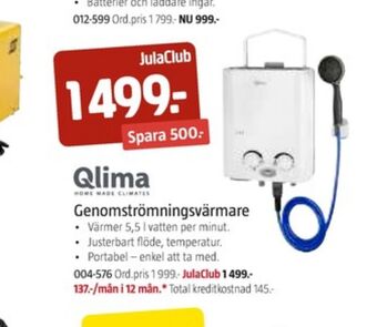 Jula Qlima varmvattenberedare erbjuda