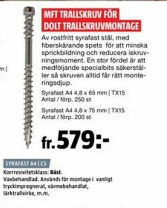 Bauhaus MFT Trallskruv För Dolt Trallskruvmontage erbjuda