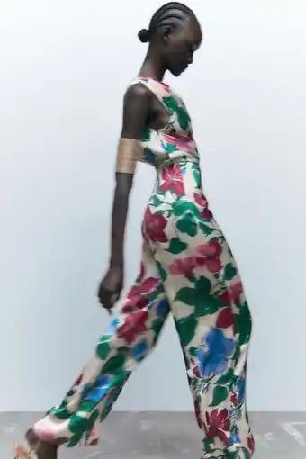 ZARA Long floral print jumpsuit erbjuda