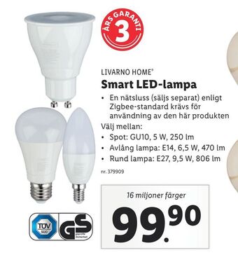 Lidl Smart led-lampa erbjuda