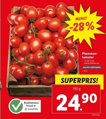 Lidl Plommon- tomater erbjuda