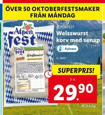 Lidl Weisswurst korv med senap erbjuda