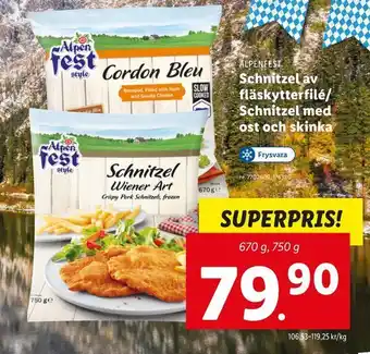 Lidl Schnitzel av fläskytterfilé/ schnitzel med ost och skinka erbjuda