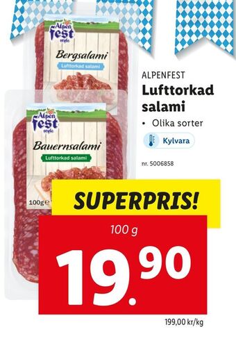 Lidl Lufttorkad salami erbjuda