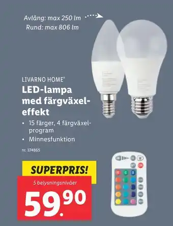 Lidl Led-lampa med färgväxeleffekt erbjuda