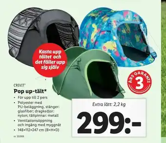 Lidl Pop up-tält erbjuda